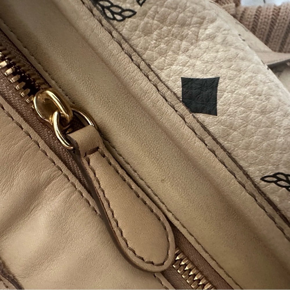 MCM Visetos Authentic Striped Tote Shoulder Bag | Beige Tan Pink| MED LG /DAMAGE - Picture 11 of 17